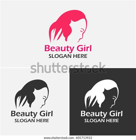 Vektor Stok Beauty Girl Logo Design Template Symbol Tanpa Royalti