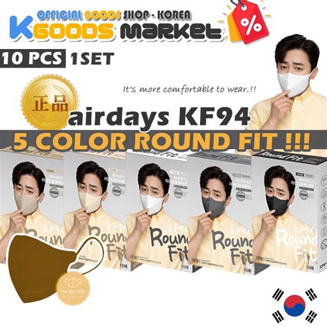 Airdays 10pcs KF94 Round Fit Mask 4Ply Korean Face KF 94 Mask Made In