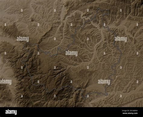 Cluj County Of Romania Elevation Map Colored In Sepia Tones With