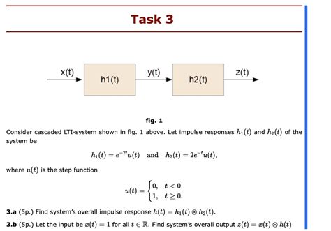 Solved Consider The Cascaded Lti System Shown In Fig 1 Task 3 Xt Y