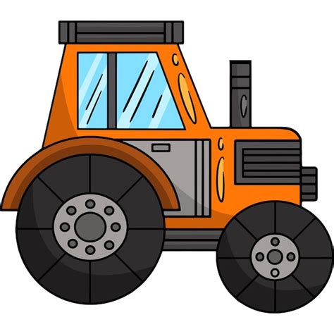 Traktor Fahrzeug Cartoon Farbige Cliparts Premium Vektor