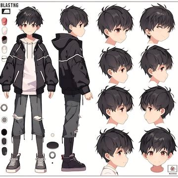 Premium Photo | Trendy Anime Boy Character Turnaround Concept Art Sheet Showcasing A Handsome ...