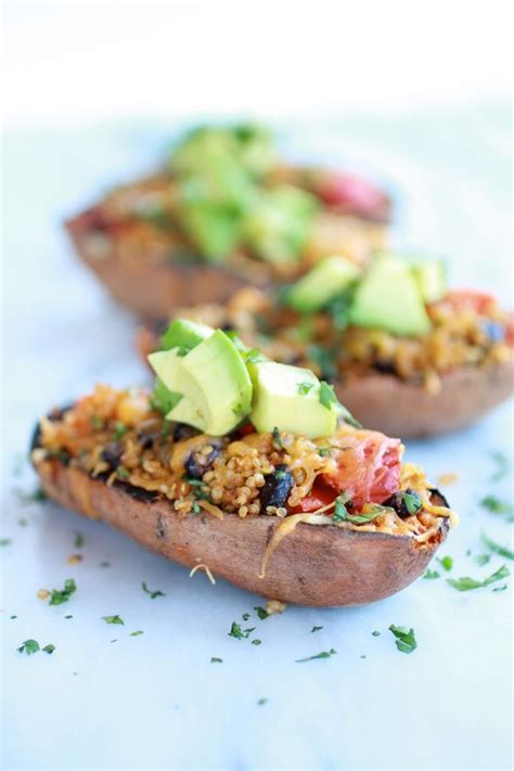 Grilled Tex Mex Quinoa Stuffed Sweet Potatoes Skins Halfbakedharvest