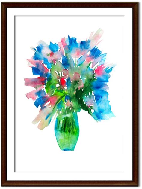 Paper Print Watercolor Flowers Bouquet of Flowers Romantic - Etsy