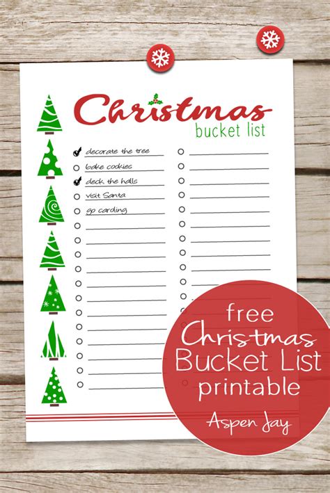 Christmas Bucket List Printable