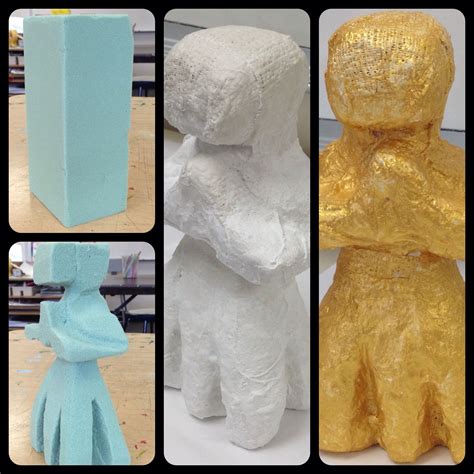 8th Grade Floral Foam Sculptures covered with Plaster Wrap then painted ...