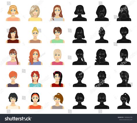 Types Of Female Hairstyles Cartoon Black Icons Royalty Free Stock