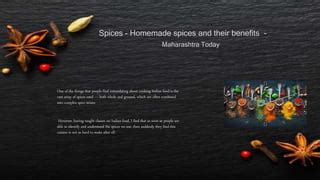 Spices homemade spices and their benefits - maharashtra today | PPT