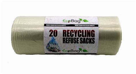 X Eco Bag Strong Clear Recycling Sacks L Gauge Bin Refuse