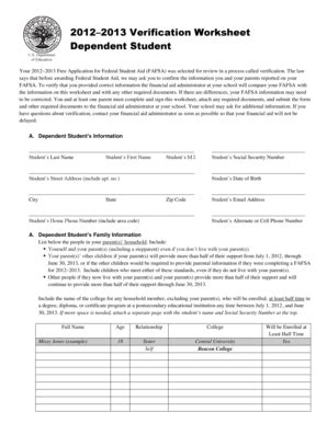 Fillable Online Verification Worksheet Dependent Beacon