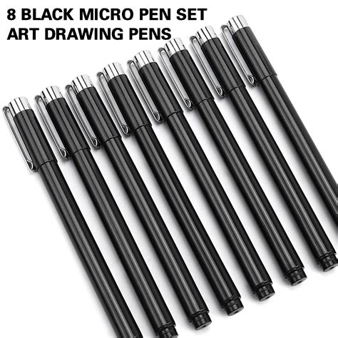 Micro Fineliner Drawing Art Pens 8 Black Fine Line Waterproof Ink Set Artist