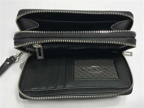 Cartera Guess Wristlet Doble Mujer Negra Mate Logo Original Meses Sin