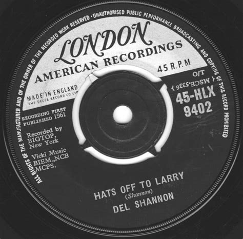 Del Shannon – Hats Off To Larry (1961, Vinyl) - Discogs