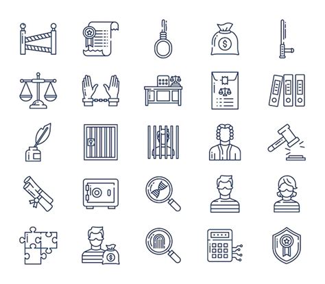 Premium Vector Law And Crime Icon Set