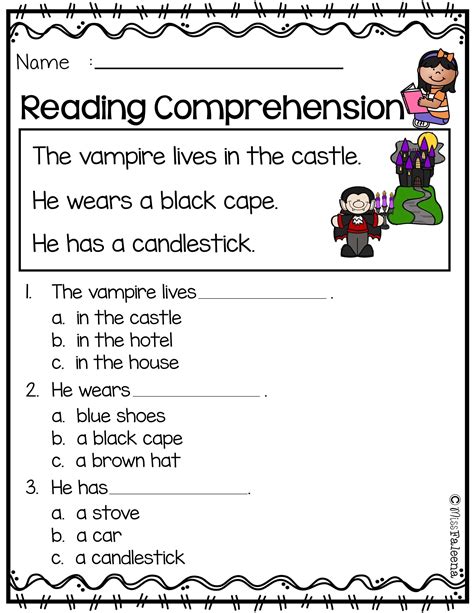 Kindergarten Worksheets Reading Comprehension October Reading