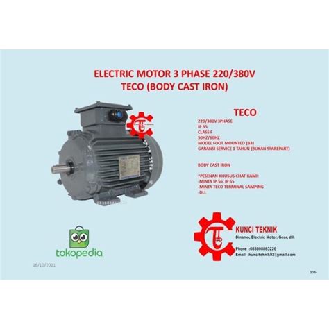 Jual Teco 3 Hp 22 Kw 3 Phase 4 Pole B3 Elektro Motordinamomotor