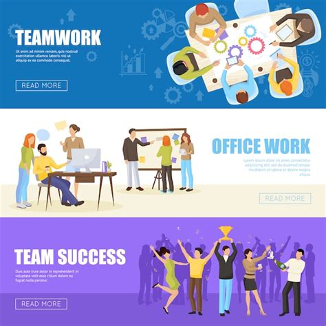 Teamwork banners set | Free Vector