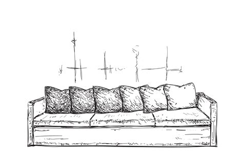 Hand drawn sofa. Furniture sketch | Furniture sketch, How to draw hands ...