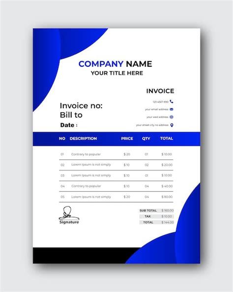 Modelo De Desenho De Fatura Empresarial Moderna Profissional Vetor