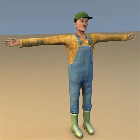 Farmer Low Poly 3d Model 40 Blend Fbx Obj Ma Free3d