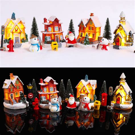 Buy Namalu Pcs Christmas Village Sets Led Lighted Christmas Village