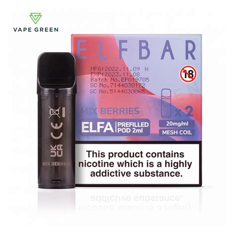 Mix Berries Prefilled Pods By Elf Bar Elfa FREE UK Delivery Vape Green