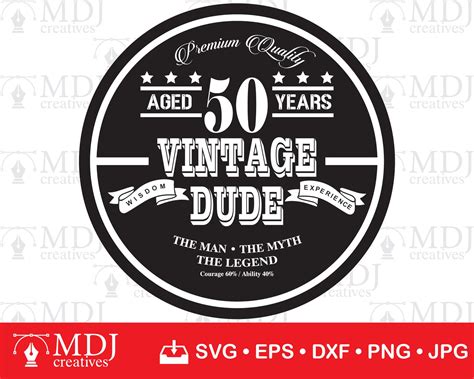 50th Vintage Dude Svg 50th Cut File Svg 50th Birthday Svg Etsy