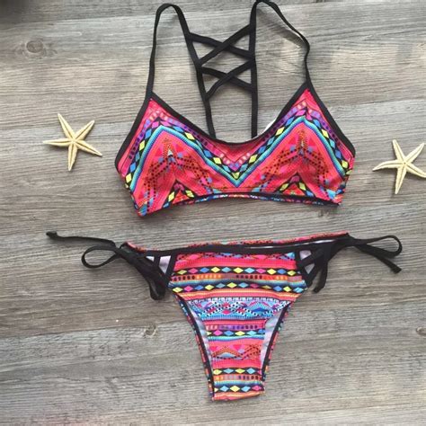 New Print Bohemia Style Bikini Set Swimwear Women Swimsuit 2017