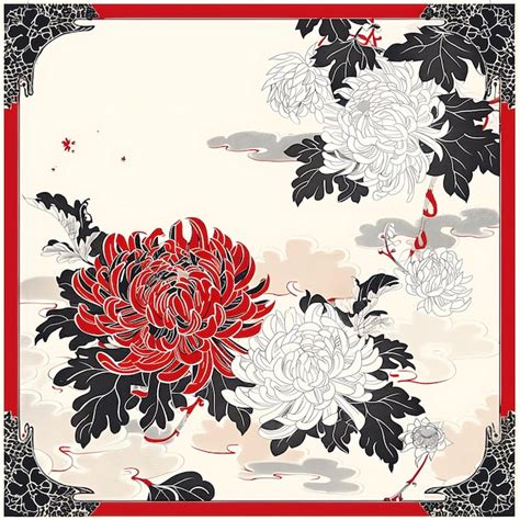 Premium Photo | A red and black floral design with a red flower