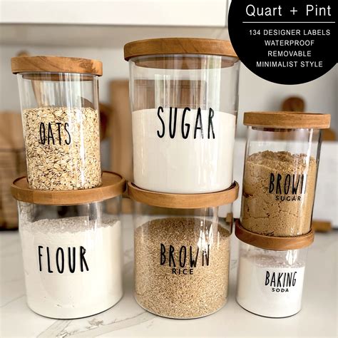 QUART PINT 155 Kitchen Pantry Labels For Containers Preprinted Clear