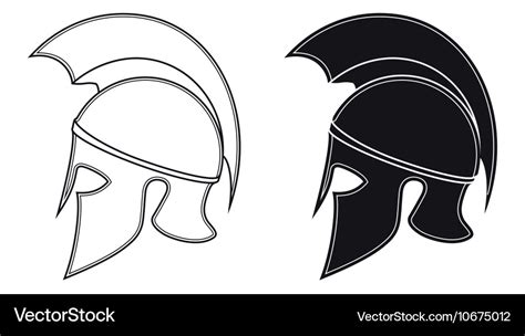 Ancient Greek Warrior Helmet Side Silhouette Vector Image