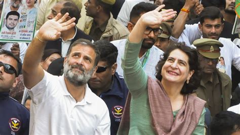 Priyanka Joins Rahul Gandhis Bharat Jodo Nyay Yatra In Its Last Leg In