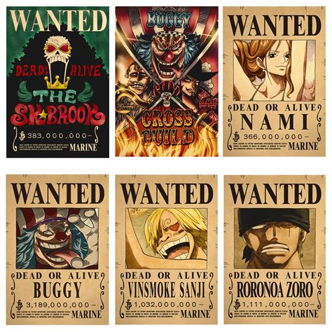 One Piece Rufy Gear 5 Sun God Nika Zoro Buggy Bounty Wanted Poster Four