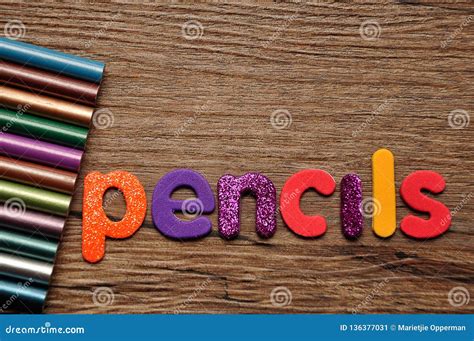 Coloring Pencils With The Word Pencils Stock Image Image Of Word