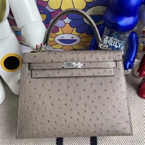 Qatar Doha Hermes Kelly 25cm Ostrich M8 Griss Asphalte 瀝青灰 南非KK鴕鳥皮