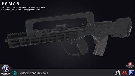 Artstation Famasfelin Tactical Assault Rifle 3d Sgame Modeling