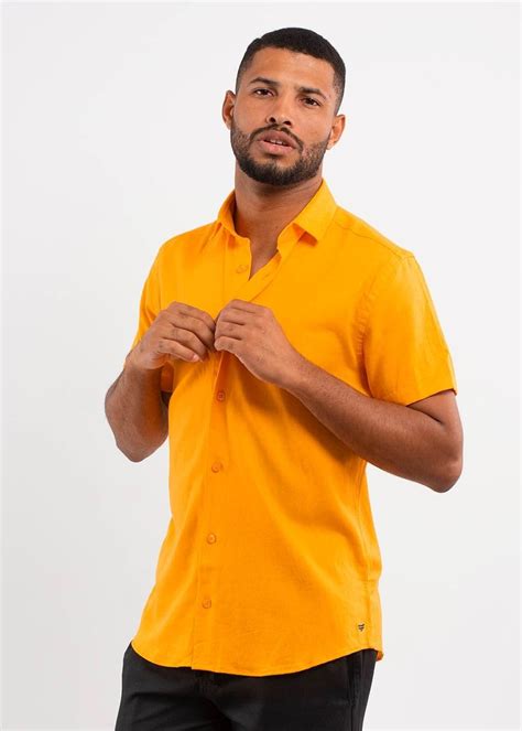 Camisa Linho Mango Masculina Vista Oka