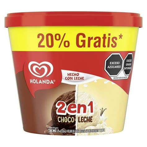 Helado Holanda 2 En 1 Sabores Fresas Con Choco Leche Y Vainilla 36 L