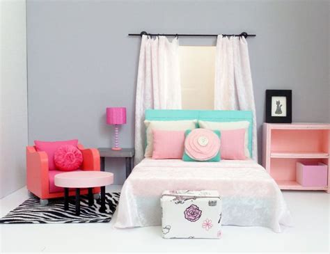 A Pink And Blue Bedroom With Zebra Print Rug