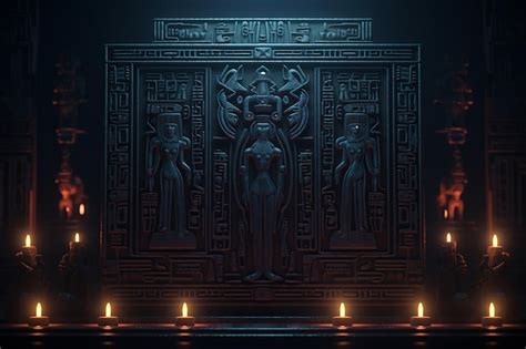 Premium AI Image | Neonlit hieroglyphs and ancient symbols on a dark ...