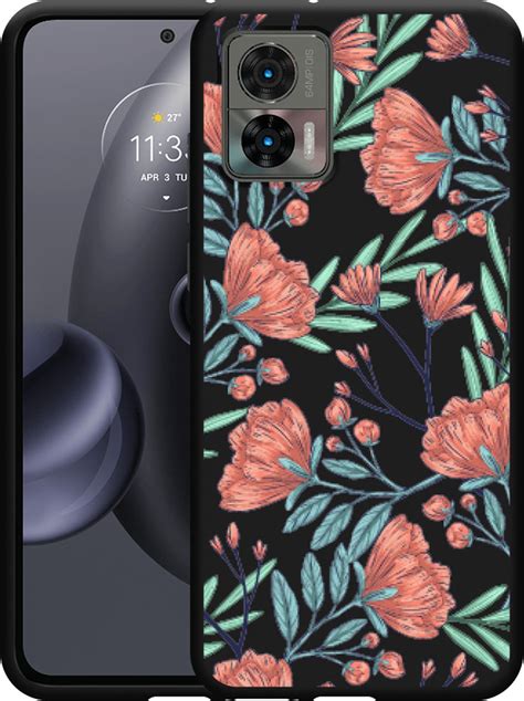 Motorola Edge Neo Hoesje Zwart Poppy Roses Designed By Cazy Bol