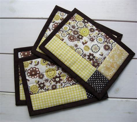 Quilted Coffee Mug Rugset Of 4 Patchwork Coffee Placemats Etsy