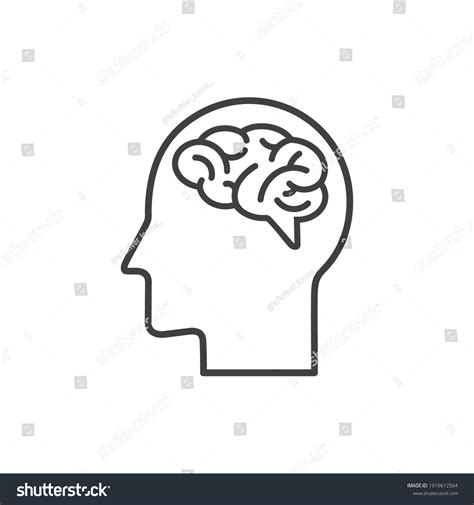 Human Head With Brain Icon Brain Symbol In Line Royalty Free Stock