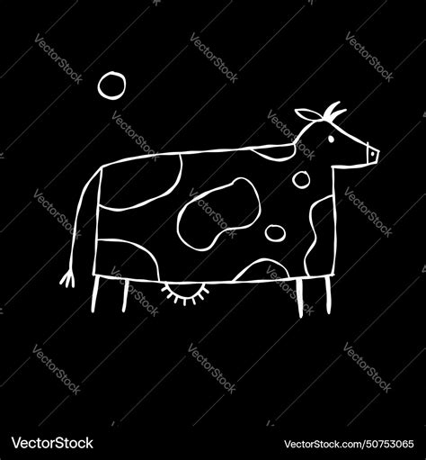 Isolated cow on black background Royalty Free Vector Image