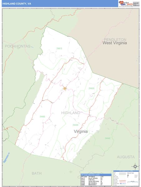 Highland County, Virginia Zip Code Wall Map | Maps.com.com