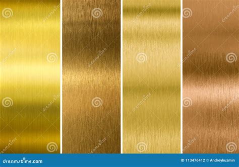 Various Brushed Gold And Bronze Metal Textures Set Stock Photo Image