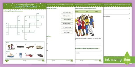 ESL Curriculum For Beginners Level 2 Lesson 12 Review Worksheet Activity