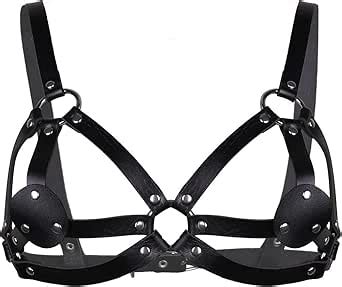 CHICTRY Damen Brust Harness PU Leder Body Körper Geschirr Wetlook BH