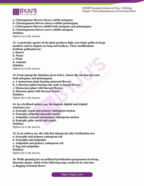 Ncert Exemplar Solutions Class 12 Biology Chapter 2 Sexual Reproduction In Flowering Plants