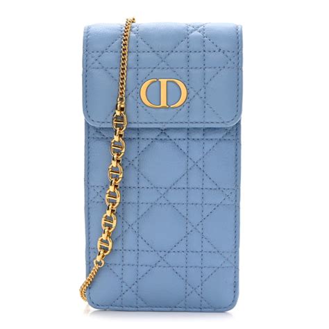 Christian Dior Grained Calfskin Cannage Caro Phone Pouch Holder